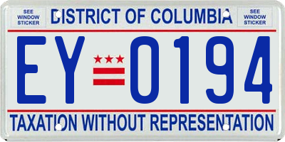 DC license plate EY0194