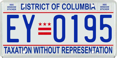 DC license plate EY0195