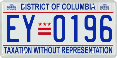 DC license plate EY0196