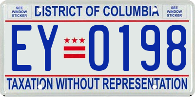 DC license plate EY0198