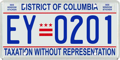 DC license plate EY0201