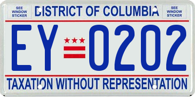 DC license plate EY0202