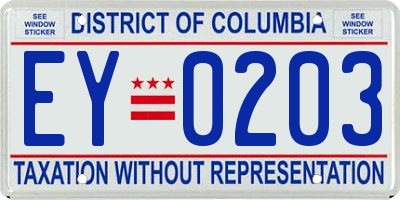 DC license plate EY0203