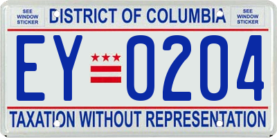 DC license plate EY0204