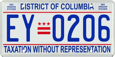 DC license plate EY0206