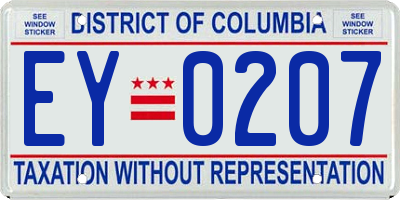 DC license plate EY0207