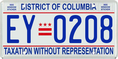 DC license plate EY0208