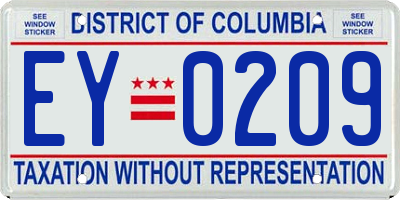 DC license plate EY0209