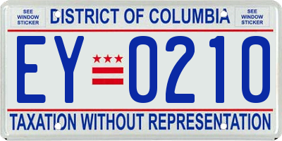 DC license plate EY0210