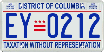 DC license plate EY0212