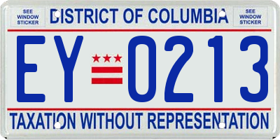 DC license plate EY0213