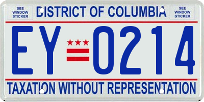 DC license plate EY0214