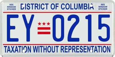 DC license plate EY0215