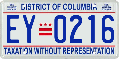 DC license plate EY0216