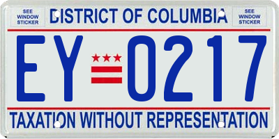 DC license plate EY0217