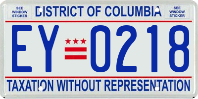 DC license plate EY0218