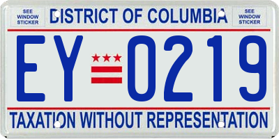 DC license plate EY0219