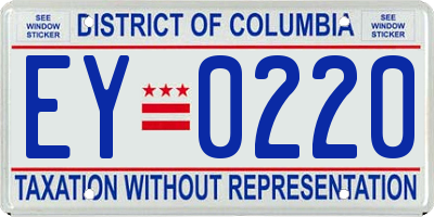 DC license plate EY0220