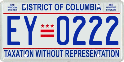 DC license plate EY0222