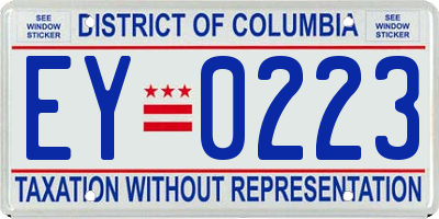 DC license plate EY0223