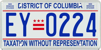 DC license plate EY0224