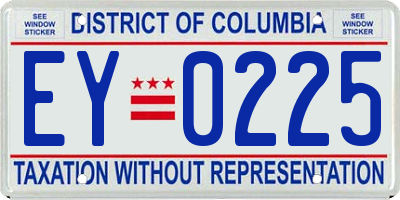 DC license plate EY0225