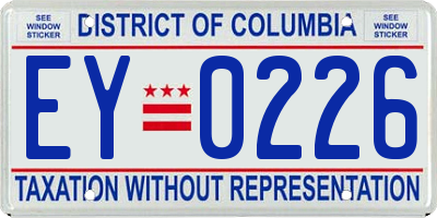 DC license plate EY0226