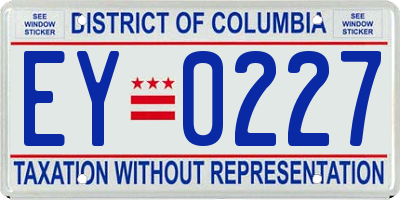 DC license plate EY0227