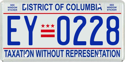 DC license plate EY0228