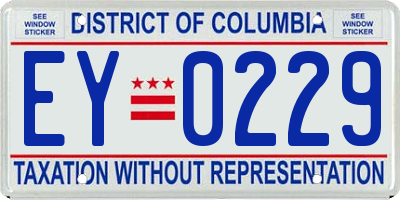 DC license plate EY0229