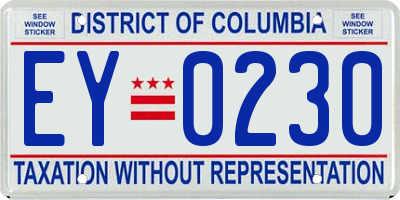 DC license plate EY0230