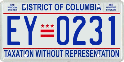 DC license plate EY0231