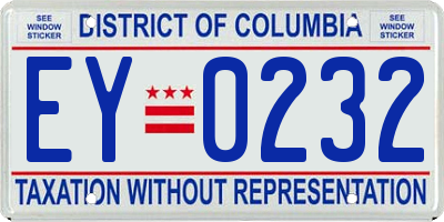 DC license plate EY0232