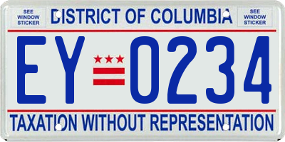 DC license plate EY0234