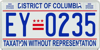 DC license plate EY0235