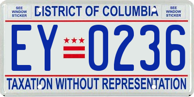 DC license plate EY0236