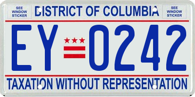 DC license plate EY0242