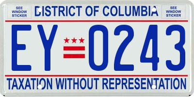 DC license plate EY0243