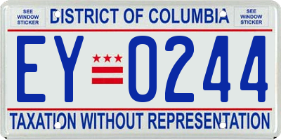 DC license plate EY0244