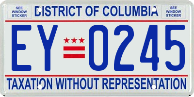 DC license plate EY0245