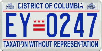 DC license plate EY0247