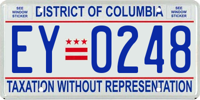 DC license plate EY0248