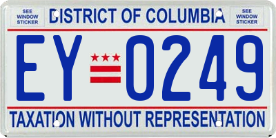 DC license plate EY0249