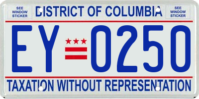 DC license plate EY0250