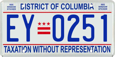 DC license plate EY0251