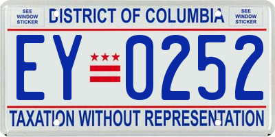 DC license plate EY0252