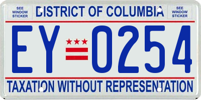 DC license plate EY0254