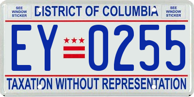 DC license plate EY0255