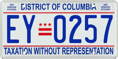 DC license plate EY0257