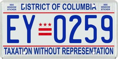 DC license plate EY0259